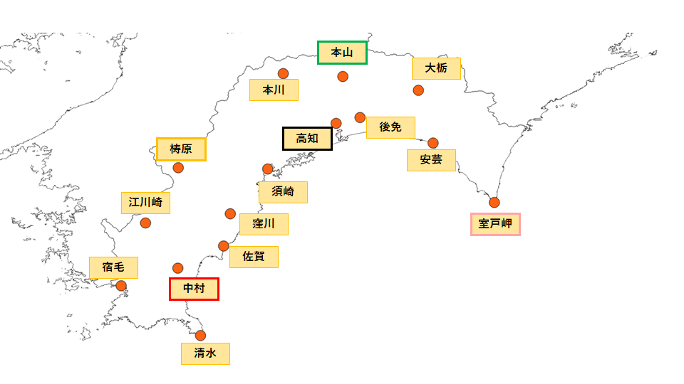 高知県の暑さ指数観測地点