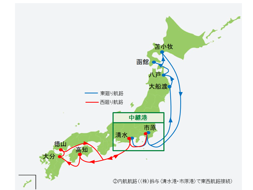 内航航路図(2026年4月時点) 内航航路図