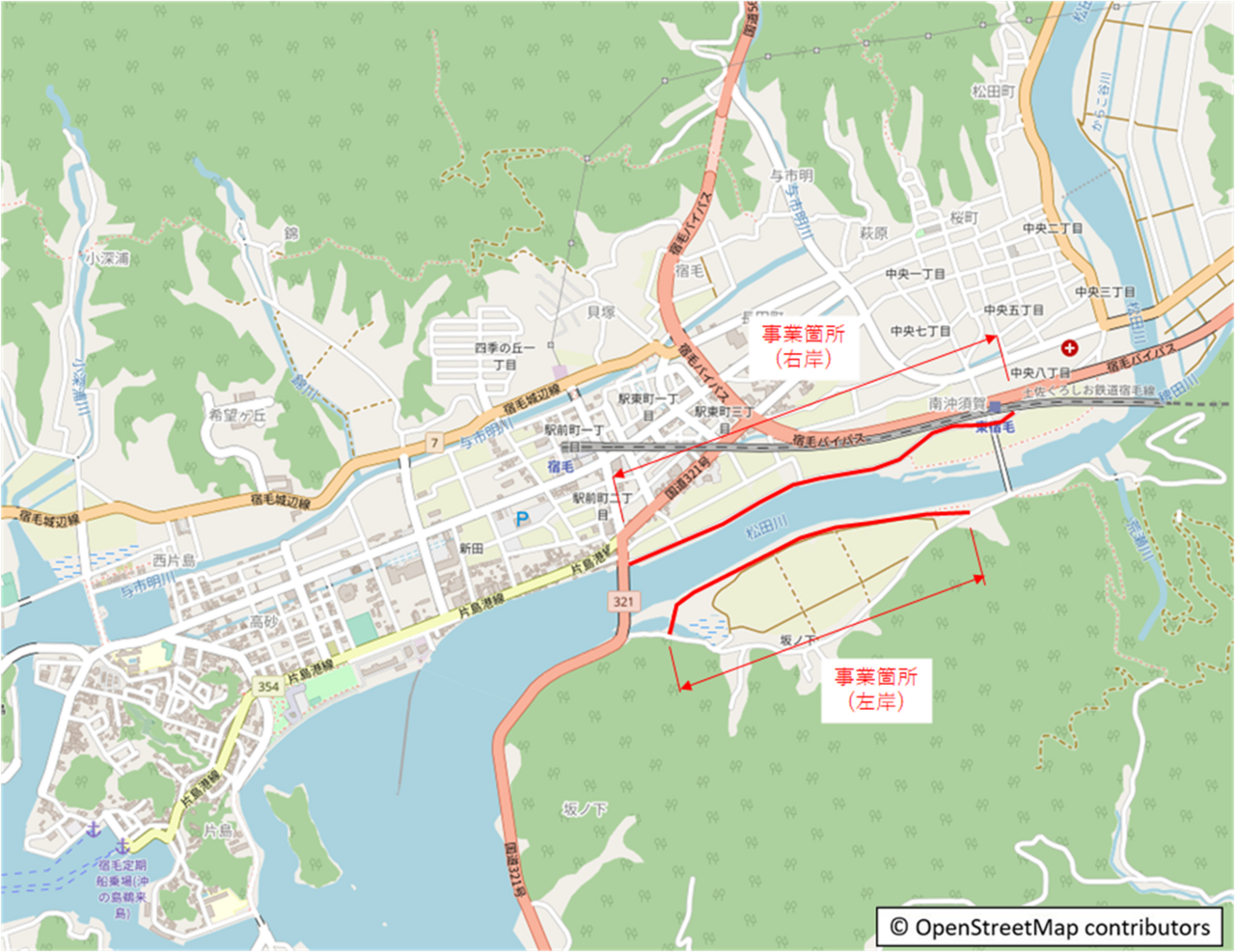 位置図（松田川・地震高潮）