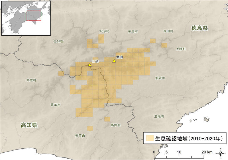 ツキノワグマの生息確認区域